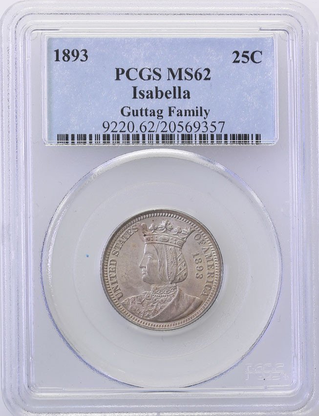 USA. 25 centów 1893 Isabella PCGS MS62